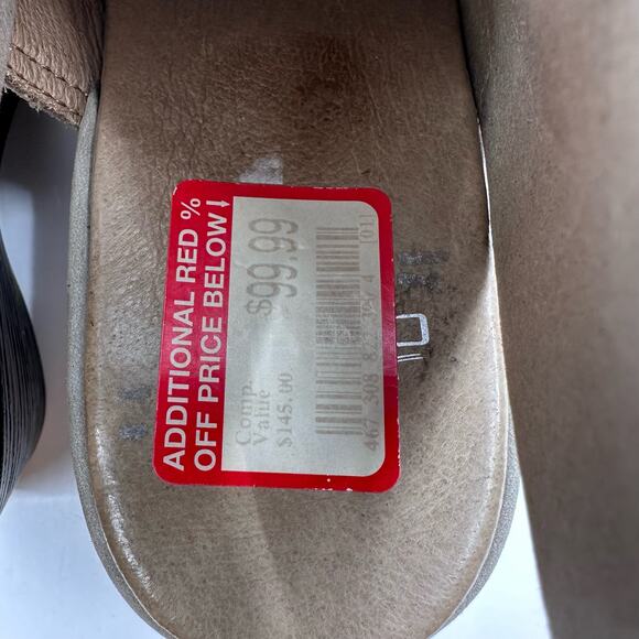 Dansko Vanda Platform Wedge Taupe Nubuck Leather Peep Toe WMNS 6 Slingback Beige - Picture 8 of 9